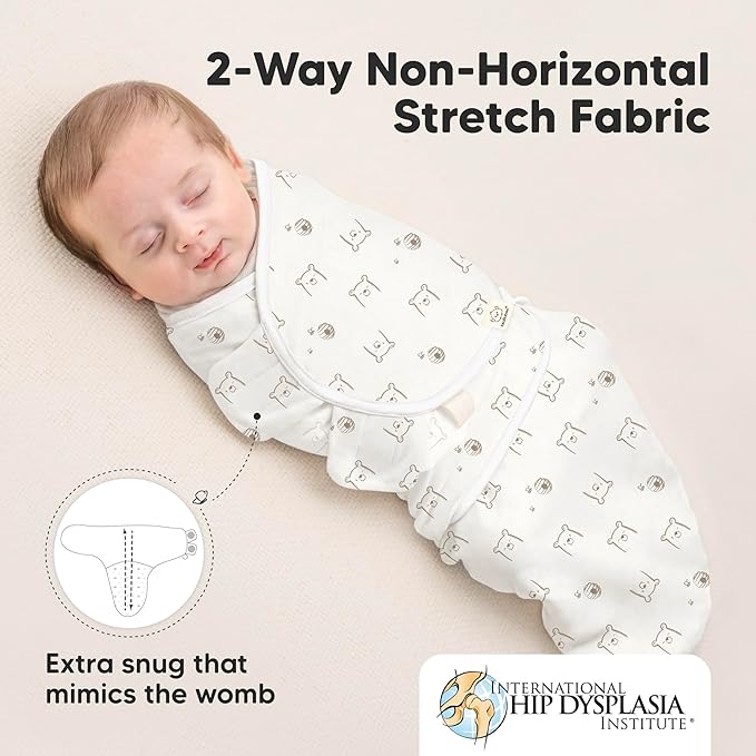 KeaBabies 3-Pack Organic Baby Swaddle Sleep Sacks - Swaddles for Newborns, Infant 0-3 Months, Baby Girls, Boys, Soft & Snug Newborn Sleep Sack, Nursery Swaddling Blankets (Bumble Bear)