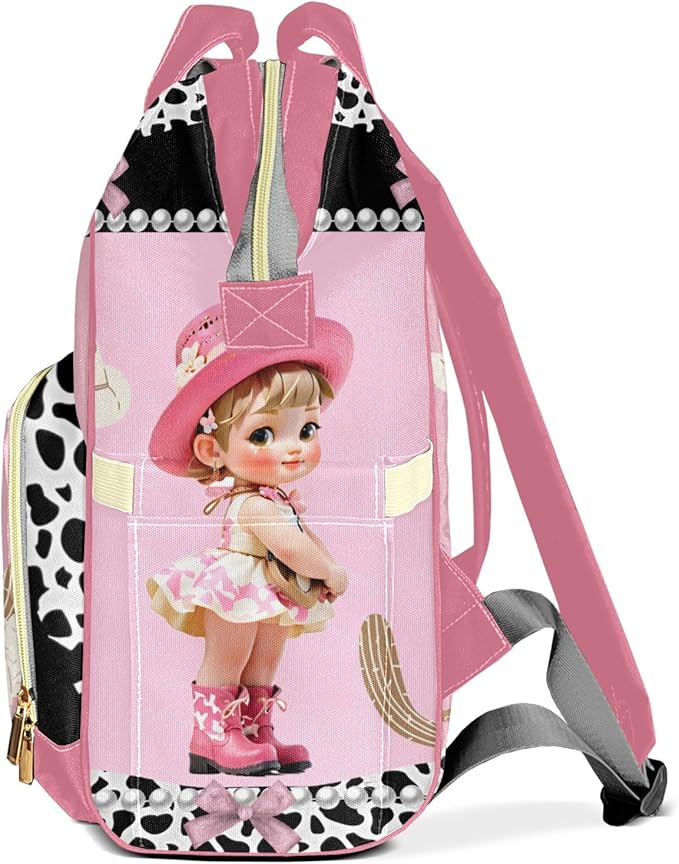 Personalized Little Cowgirl Custom with Name Diaper Bag Backpack For Baby Boy Girl Dad Mom Unisex for Adult Daypack Holiday Gift