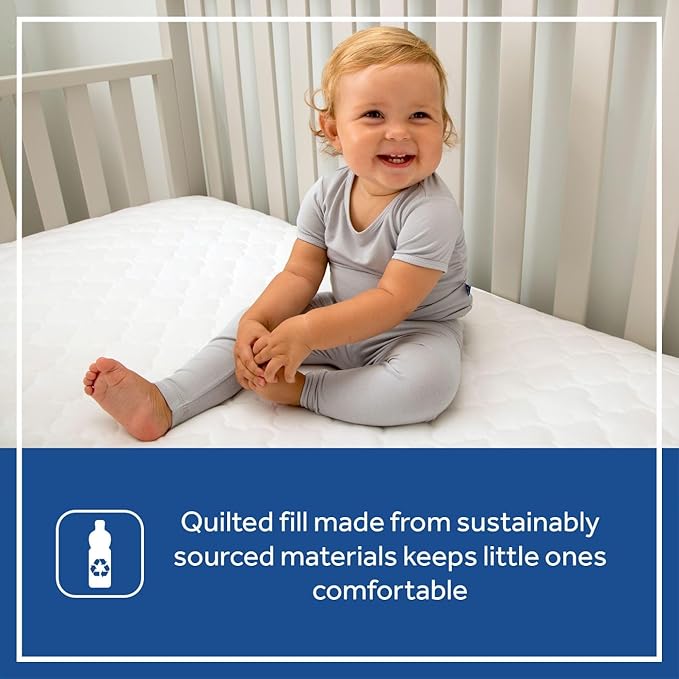 Sealy Baby 2-PACK Fitted Waterproof Infant Crib Mattress Protector Pad and Toddler Bed Cover, Durable and Comfortable Topper, Machine Washable and Dryer Friendly, 52x28”- White