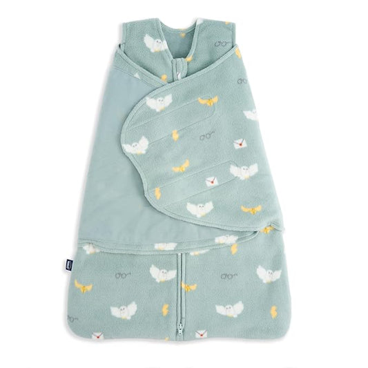 HALO Micro-Fleece Sleepsack Swaddle, 3-Way Adjustable Swaddle Blanket for Newborn and Infants, TOG 3.0 for Cold Climates, Hip Healthy, Harry Potter Hedwig, Small, 3-6 Months