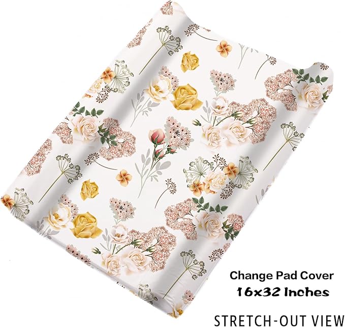 Personalized Baby Crib Bedding Set: 4 Piece Pink Flowers Custom Gift Crib Bed Set with Name, Nursery Bedding Set for Baby Girls,Newborn Girls Crib Sets, Crib Bedding Shower Gifts