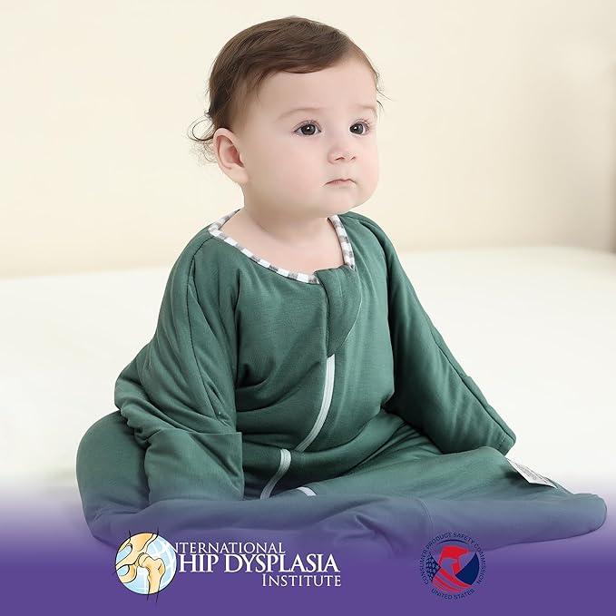 PuppyPaws Baby Sleep Sack 1.5 TOG, Transitional Swaddle 9-15 Months with Arms Up Length Sleeves and Mitten Cuffs, Reversible Wearable Blanket Baby, 95% Rayon derived from Bamboo, 5% Spandex
