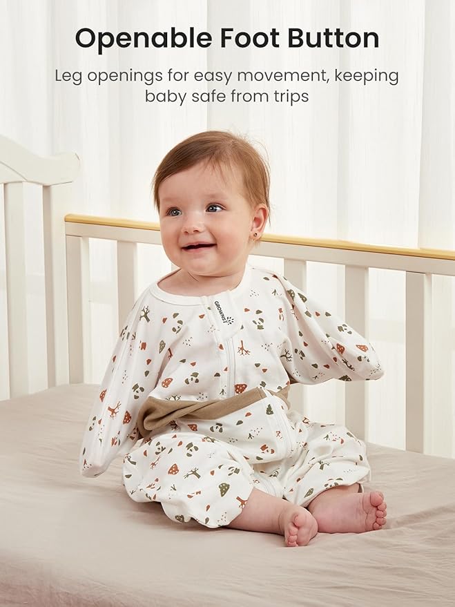 GROWNSY Transitional Swaddle Sleep Sack 6-12 Months, Starfish Design Baby Swaddle Sack, Dual-Zipper for Easy Diaper Changes, Proper Hip Development & Openable Foot Button, 19-27 lbs, Bear Forest