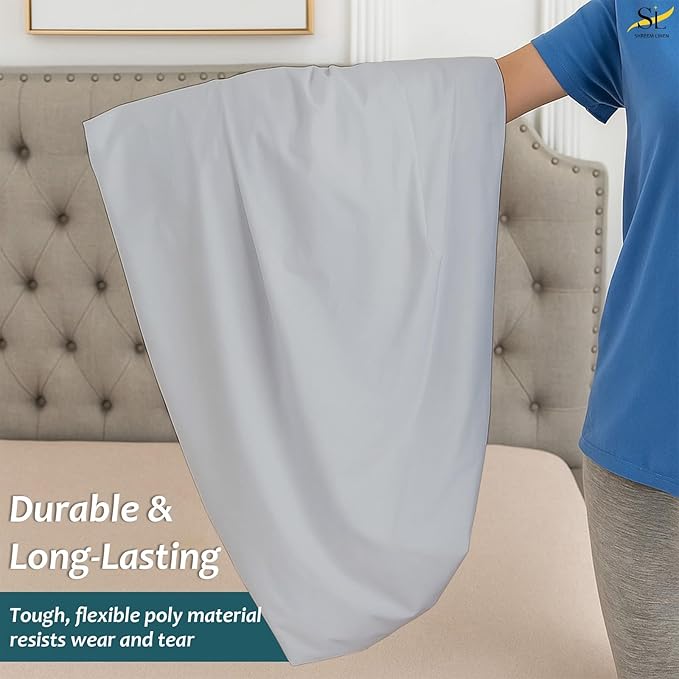 RV Short Queen Mattress Protector Fitted Sheet Style - Waterproof Vinyl Mattress Cover, Breathable, Bed Wetting & Spill Protection, Fits Mattresses up to 11.5" Deep (Light Grey)