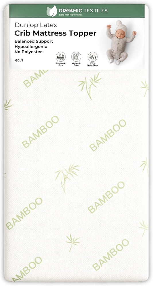 ORGANIC TEXTILES Organic Baby Mattress Topper with Rayon Derived Bamboo Removable Cover - GOLS/GOTS Certified - Breathable - 2" Playard (38"x26")