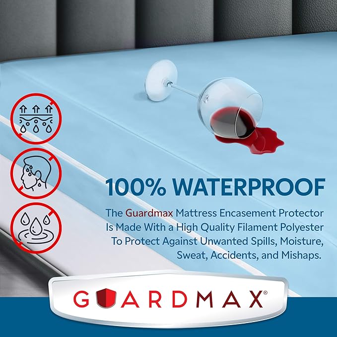 Guardmax Jersey Knitted RV Size Zippered Mattress Encasement - Waterproof & Bed Bug Proof Mattress Protector - Comfortable, Soft, and Noiseless Zippered Bedding - Dust Mite Proof (48 x 75 x 10)