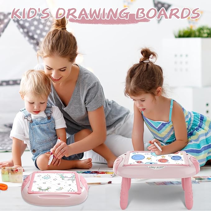 Gifts for 1-2 Year Old Girls,Toddlers Toys with Magnetic Letters and Numbers, Art Easel for Kids 1 2 Year Old, Girl Birthday Christmas Gifts (Pink)