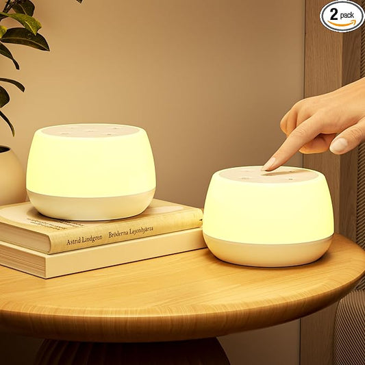 Bonsery Night Light Set of 2, Touch Lamp for Baby Nursery Stepless Dimmable, USB Rechargeable Battery Operated Lamp with 3 Modes & 9 Colors Changing, Portable Baby Night Light with Timing & Memory