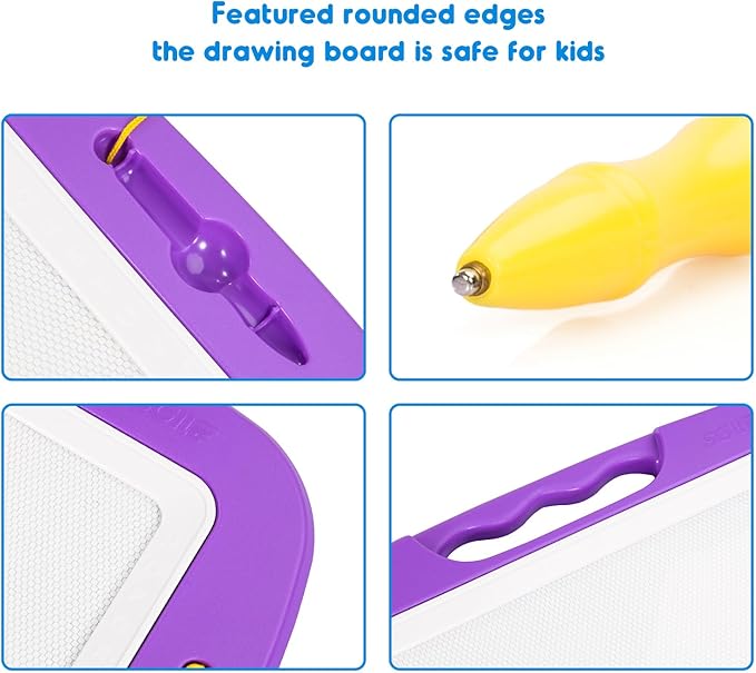 SGILE Large Magnetic Drawing Board for Kids, Toddlers Toys for 1 2 3 4 Year Old, Etch & Sketch Pad with 4 Stamps, Learning and Educational Toys for Boys Girls Gift, 16 ×13 in (42 x 32 CM), Purple