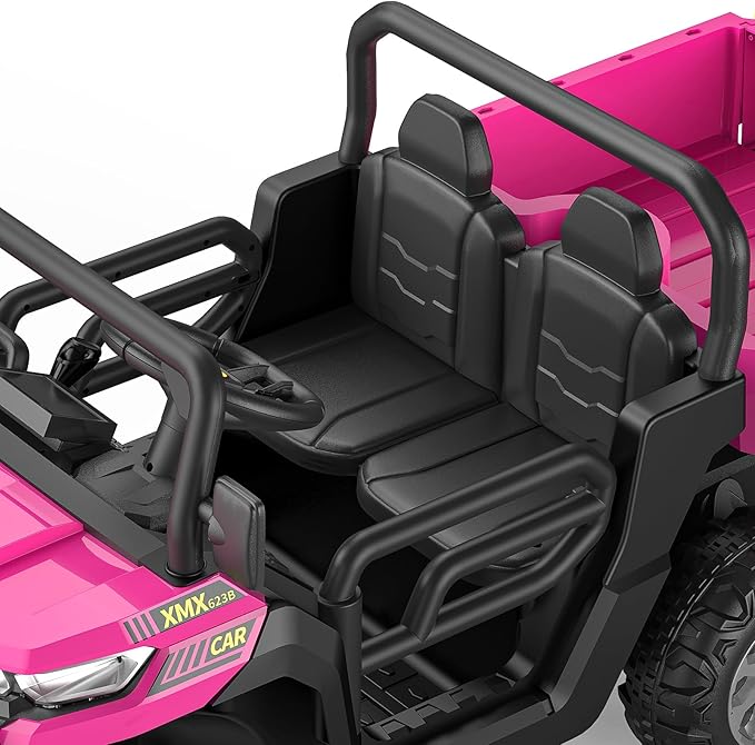 2-Seater Kids Ride On Dump Truck, 75W Electric Ride On UTV Toys with Remote Control, Dump Bed, PP Tire x 6, LED Light & Music, 24V 4WD Power Ride On Truck Car for Boys Girls (Red)