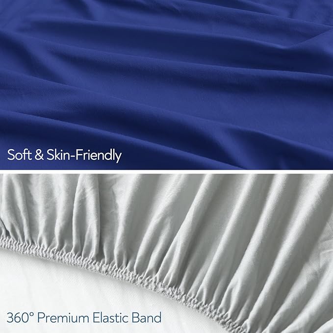 Stretchy Crib Sheets for Boys or Girls, 4 Pack Baby Fitted Crib Sheets Neutral for Standard Crib and Toddler Mattress 52" x 28", Soft and Breathable, Grey & Navy Blue