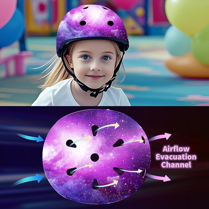 Adjustable Color Gradient Toddler Kids Bike Helmet for 3-5-8-14+Ages Girls Boys.Skateboard Bicycle Toddler Helmet 2-4 Years for Multi-Sports Cycling Scooter Inline Roller Skates Rollerblading