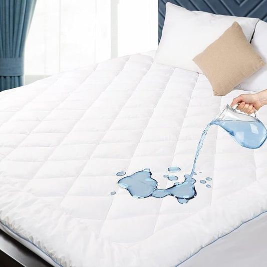 Twin Size Mattress Protector for College Dorm Waterproof Quilted Mattress Cover Cotton Mattress Pad Cover Extra Deep Pocket 18-22" Thin Version Hypoallergenic & Soft
