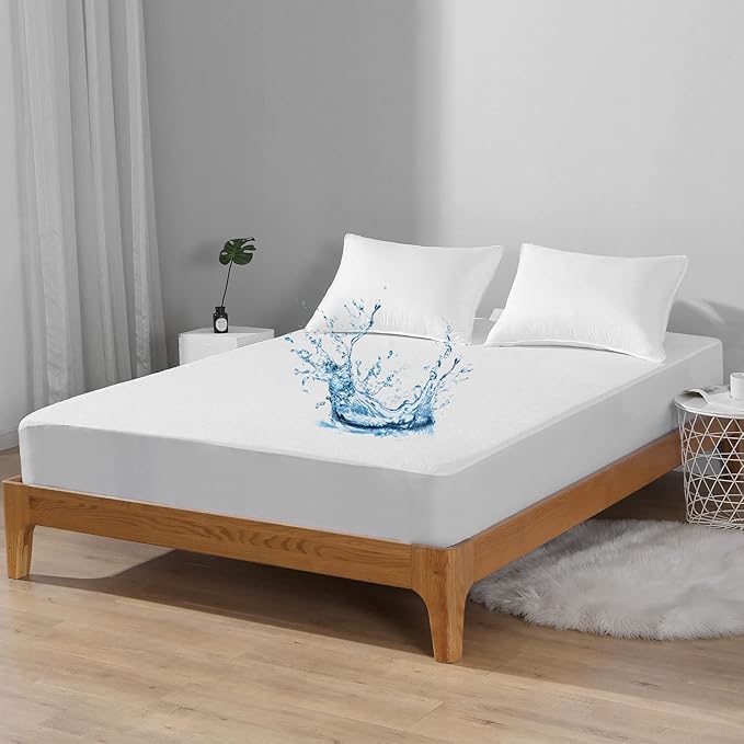 Bedecor Twin XL Split King Waterproof Mattress Protector, Protects Against Liquids, Spills, Accidents, for College Dorm, Hospital Beds, Fits 9-18 Inch Depth