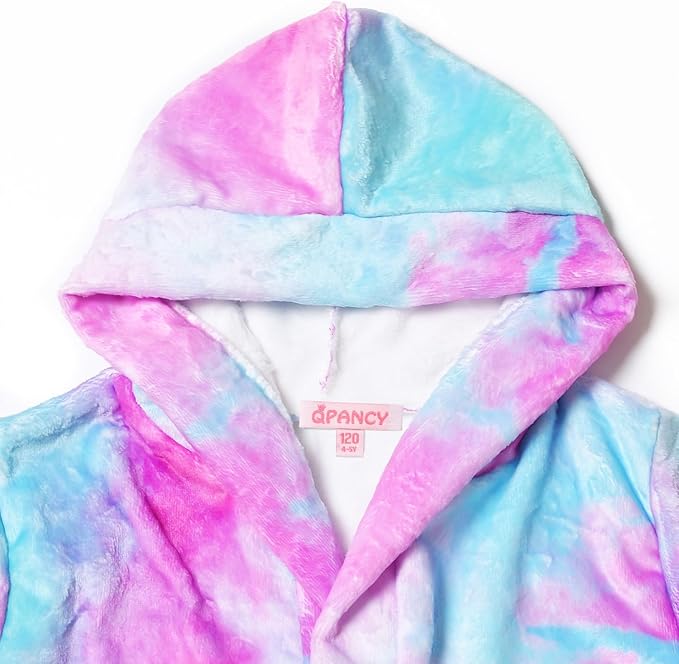 QPANCY Girls Robe Kids Bathrobes Soft Plush Fleece Pajamas Sleepwear