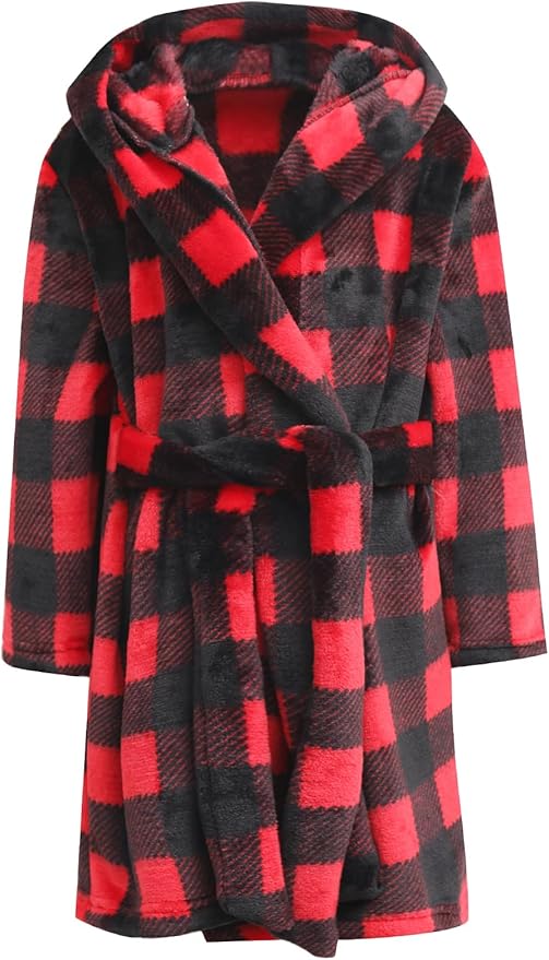 Girls Fleece Hooded Robes, Kids Soft Premium Fuzzy Bathrobe for Gifts, 2-12 Years