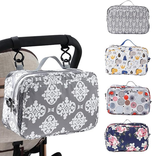 Diaper Bag Baby Stroller Bag Caddy Organizer for Baby Storage On the Go with Muti Pockets, Non-Slip Stroller Hooks and Adjustable Strap