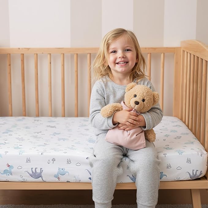 Graco Pack and Play Mattress Sheets Fitted, Mini Crib Sheets 2-Pack for Pack 'n Play Mattress, Stretchy Playard Sheets