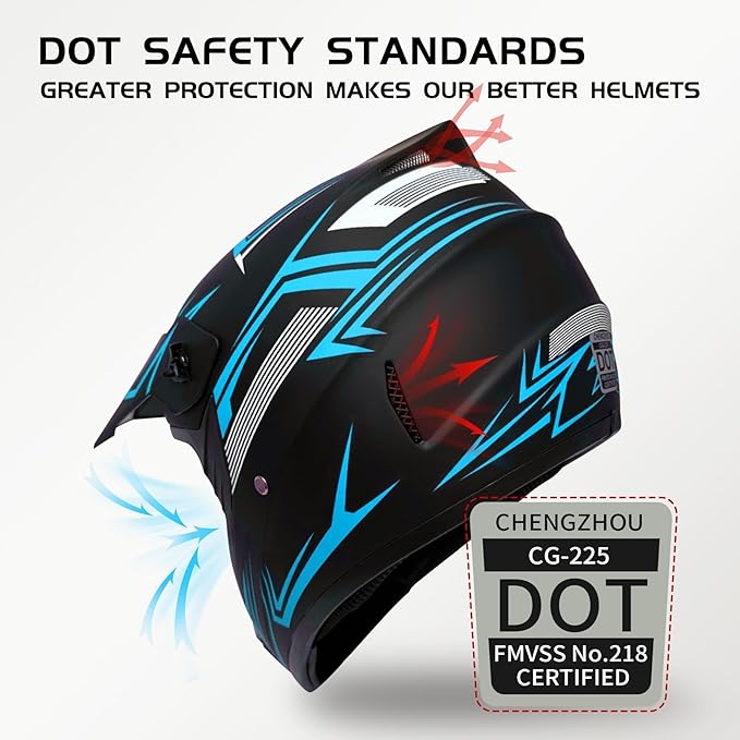 Youth Kids Motocross Helmet, Adult ATV Dirt Bike Helmet with Goggles Gloves & Mask Quick, Full Face Motorcycle Helmet with Quick Release Buckle DOT Certified
