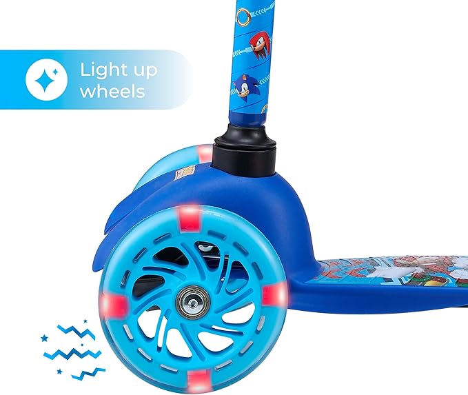 Self Balancing Kick Scooter with Light Up Wheels, Extra Wide Deck, 3 Wheel Platform, Foot Activated Brake, 75 lbs Limit, Kids & Toddlers Girls or Boys, for Ages 3 and Up