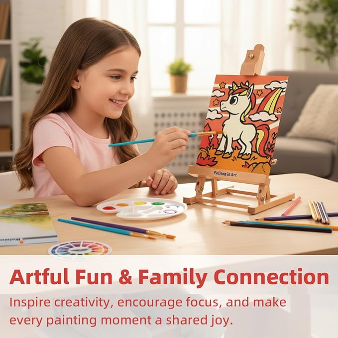 Falling in Art 52Pcs Acrylic Paint Set with Table Easel, Art Painting Kit with Acrylic Paints, Canvas Panels, Paintbrushes, Canvas Supplies Kit for Kids, Adults, Beginners, and Artists, Red
