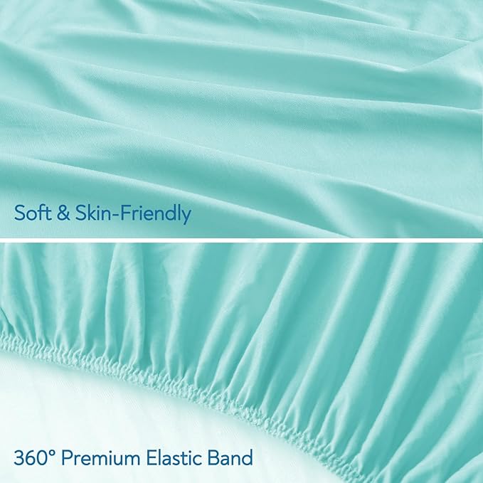 Stretchy Crib Sheets for Boys or Girls, 2 Pack Baby Crib Sheets Fitted for Standard Crib and Toddler Mattress 52" x 28", Soft and Breathable Fitted Crib Sheet Neutral, Aqua Blue
