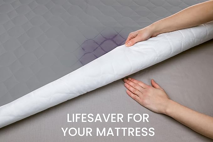 Lynmark® Toddler Potty Training Bed Pads - Soft Waterproof Bedwetting Pee Protector Mat for Kids - Multi-Layer Non-Slip Washable Incontinence Mattress Sheet Absorbs Up to 2000ml - 33" x 27", Grey