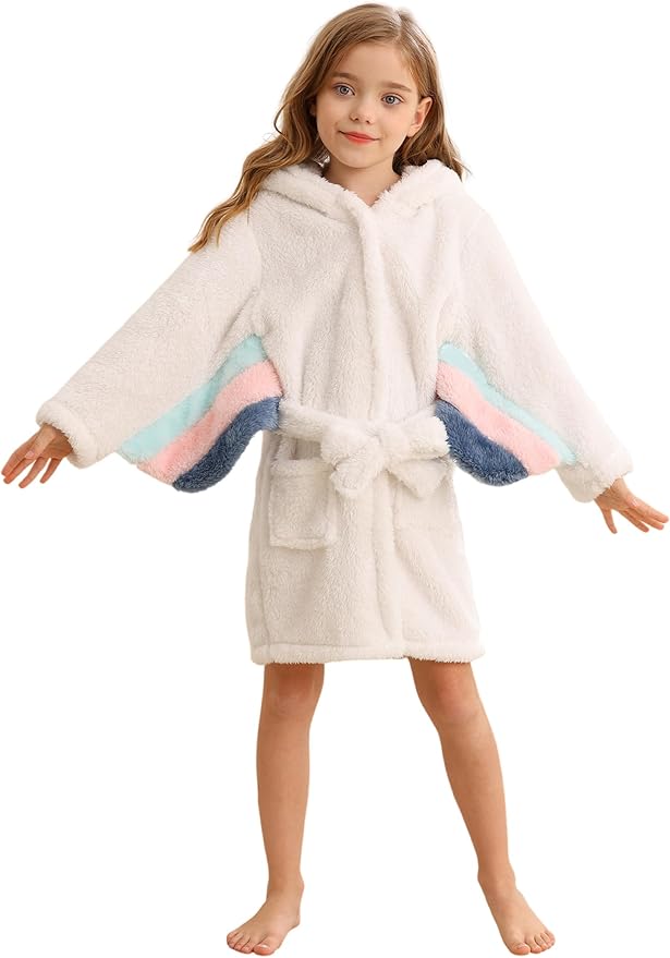 DELEY Girl's Robe Baby Boys Hoodie Robes Toddler Bathrobes for Kids Pajamas Sleepwear