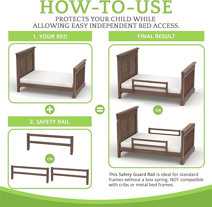 Safety Guard Rail for Baby, Kids, and Children - Solid Wood Safety Bed Rail for Toddlers - Easy Installation - Premium Protection for Bunk, Twin, Full, Queen and King Size Beds - (Harvest Brown)