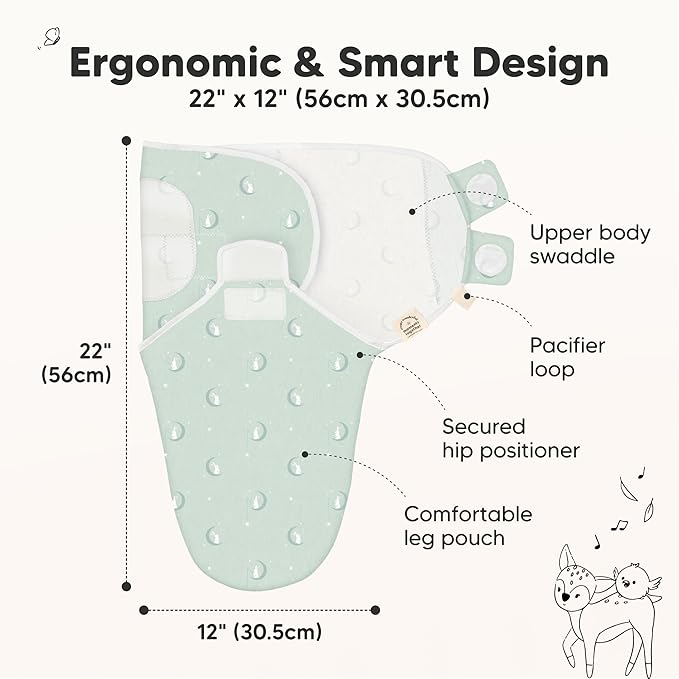 KeaBabies 3-Pack Organic Baby Swaddle Sleep Sacks - Swaddles for Newborns, Infant 0-3 Months, Baby Girls, Boys, Soft & Snug Newborn Sleep Sack, Nursery Swaddling Blankets (Lunaris)