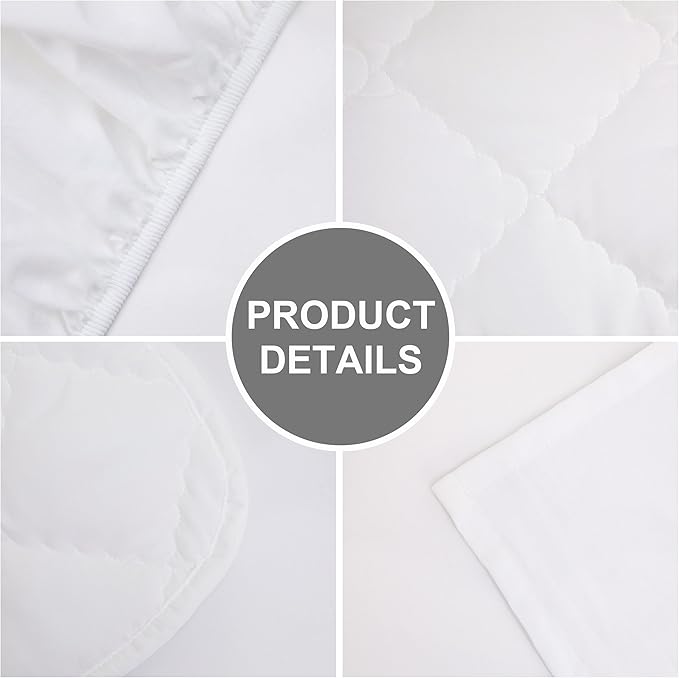 FLXXIE 4 Pieces Toddler Bedding Set, Soft and Breathable Microfiber Crib Sheet Set, Includes Quilted Comforter, Flat Top Sheet, Fitted Sheet, Envelope Pillow Case for Boys and Girls, White