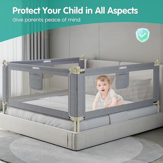Bed Rails for Toddlers, Toddler Bed Rails, Bed Rail for Baby - Adjustable Height Bed Guard with Child Safety Lock,Universal Fit for King/Full/Twin Beds (Grey, 1 Side 70.8Inch)