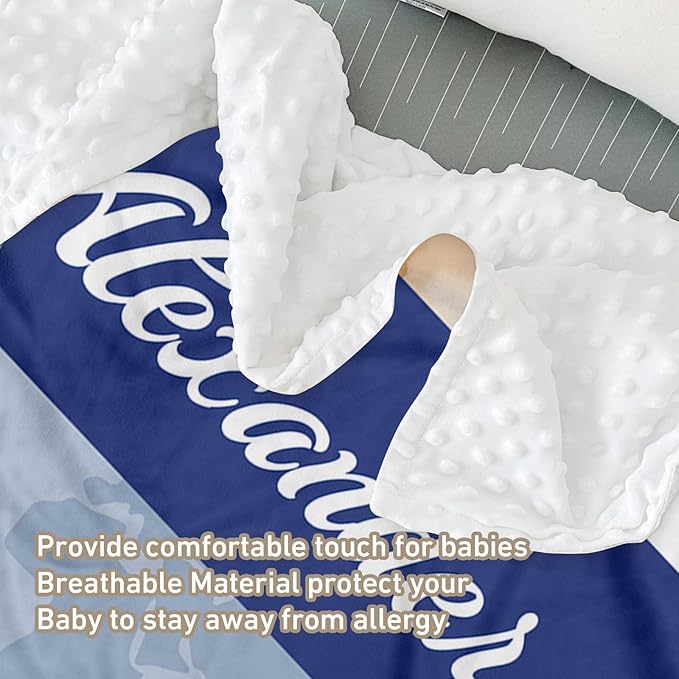 Custom Name Crib Bedding Set 3-Piece – Blue Leopard Design Baby Bedding Set with Personalized Soft Blanket, Fitted Sheet, Changing Pad Cover – Ideal Newborn Gift for Boys and Girls