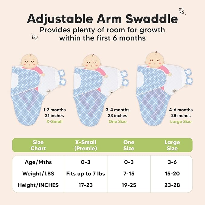 KeaBabies 3-Pack Organic Baby Swaddle Sleep Sacks - Swaddles for Newborns, Infant 0-3 Months, Baby Girls, Boys, Soft & Snug Newborn Sleep Sack, Nursery Swaddling Blankets (Storm)