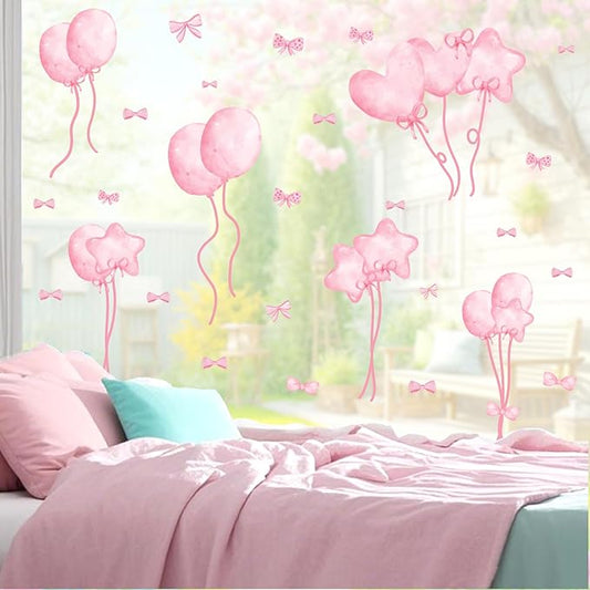 Pink Window Clings Pastel Baby Girls Bedroom Window Decals Inspirational Home Indoor Ourdoor Decorations Reusable Double Sided Static Stickers for Playroom Kids Baby Room Nursery Gifts
