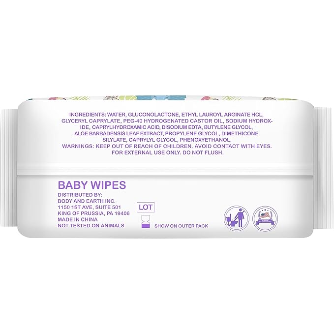 HAPPY BUM Sensitive Water Baby Diaper Wipes, Baby Wipes, Unscented, 4 Flip-top packs (320 Wipes Total)