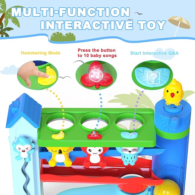 Hammer Toddler Musical Toys, Light-Up Baby Musical Toy for 1-2 Year Old Boys & Girls,STEM Educational Toy with English & Spanish, for Ages 6-9,9-12,12-18,18-24+ Months