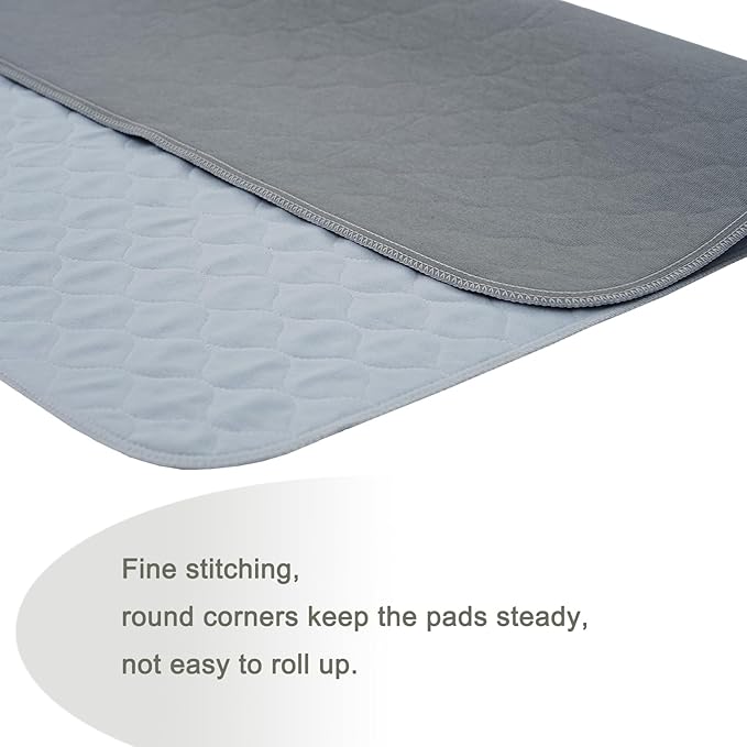 Leakproof Bed Pads 2 Pack Soft-Brushed Absorbent Incontinence Bed Pee Underpads Washable Reusable 34X36 inches Fit Twin Bed Durable Waterproof Draw Sheet Mattress Protector