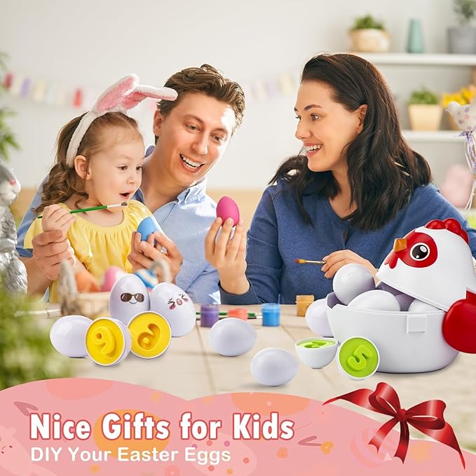 Easter Egg Matching Game - 24-Piece Educational Toddler Toys for Color & Shape Recognition | Easter Basket Stuffers for Kids