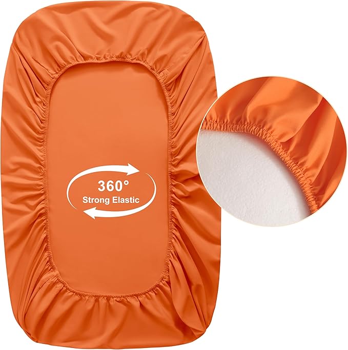 FLXXIE 2 Pack Microfiber Fitted Crib Sheets, Super Soft and Cozy Toddler Fitted Sheets for Standard Crib and Toddler Mattresses, 28x52, Orange