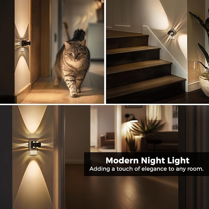 L LOHAS LED Night Light Projector, Night Lights Plug into Wall, Dusk to Dawn Sensor, Rotating Nightlight for Kids, Soft White Ambient Lighting for Bathroom, Gaming Room, Gifts,1 Pack