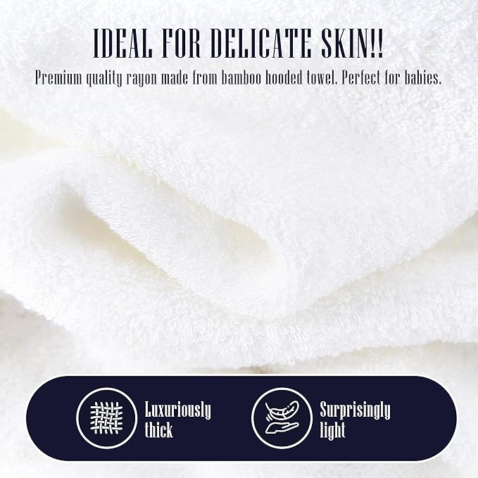 2 Pack Baby Bath Towel - Rayon Made from Bamboo, Ultra Soft Hooded Towels for Babies,Toddler,Infant - Newborn Essential -Perfect Baby Registry Gifts for Boy Girl (White and Violet, 30 x 30 Inch)