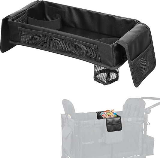 Myvikcar Stroller Snack Tray with Anti-Falling Bottle Holders for Wonderfold Wagon,Waterproof Faux Leather Interior,Easy to Install and Remove (W4)