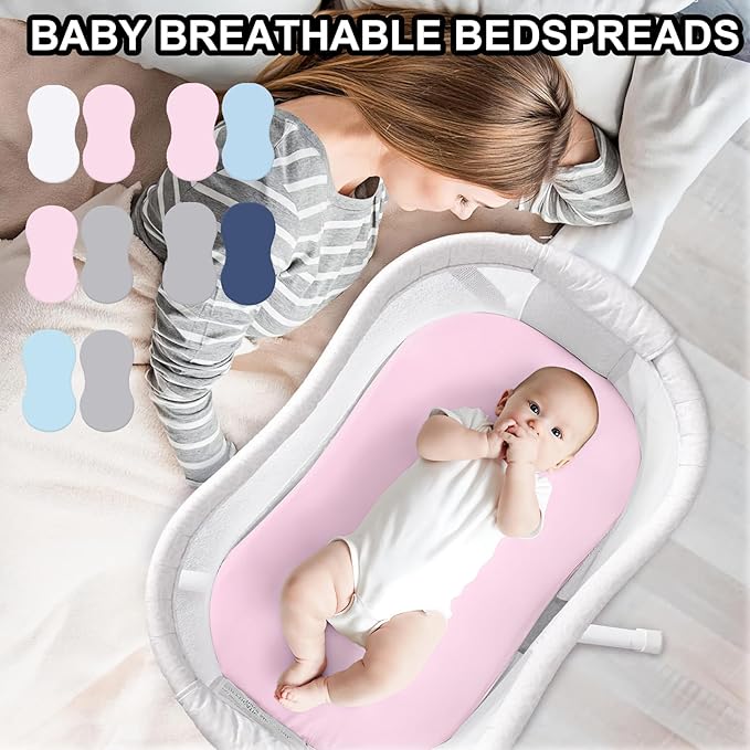 2Pcs Soft Breathable Crib Fitted Sheet Set for Bassinet Rotation Sleeper Newborns Baby Mattress Protectors Sleeves