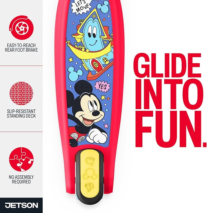 Jetson Character Kids Kick Scooter, LED Lights on Stem & Light-Up Wheels, Lightweight Frame, Height-Adjustable Handlebar, Lean-to-Steer System, Easy-Fold Mechanism