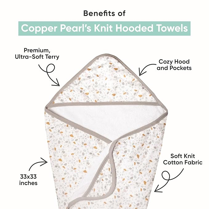 Copper Pearl Hooded Bath Towels Premium Knit/Terry Cloth Baby Towels with Hood, Pockets, and Cool Designs - Great to Gift and Make Bath Time Fun - Baby Bath Towel, Jo