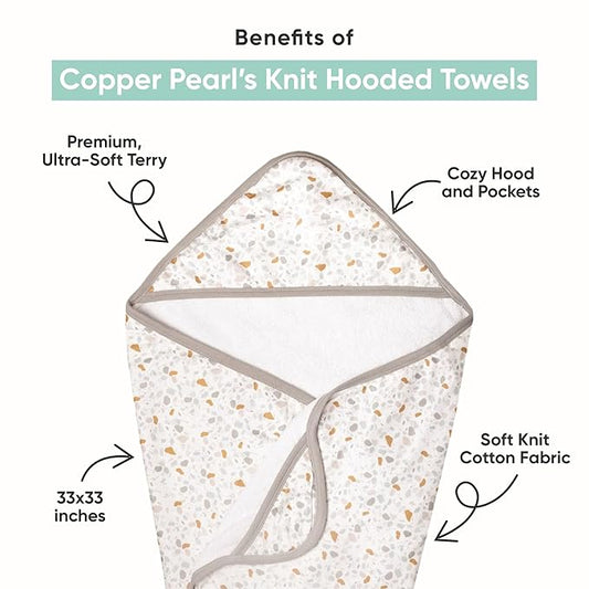 Copper Pearl Hooded Bath Towels Premium Knit/Terry Cloth Baby Towels with Hood, Pockets, and Cool Designs - Great to Gift and Make Bath Time Fun - Baby Bath Towel, Della