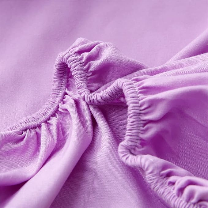 URBONUR 4-Piece Toddler Bedding Set for Girls Pink Purple Princess Toddler Bed in a Bag - 2-6 Year Old - Includes Comforter, Flat Sheet, Fitted Sheet & Pillowcase