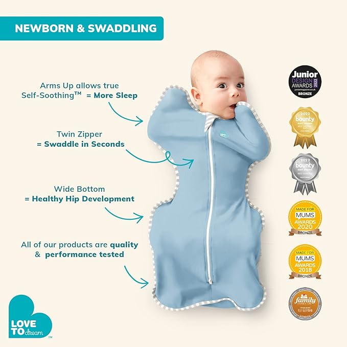Love to Dream Swaddle UP, Baby Sleep Sack, Self-Soothing Swaddles for Newborns, Get Longer Sleep, Snug Fit Helps Calm Startle Reflex, New Born Essentials for Baby, 1.0 TOG, 13-19 lbs, Dreamer