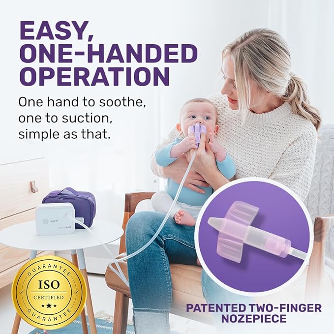 Dr. Noze Best NozeBot Electric Baby Nasal Aspirator - Designed by a Pediatric ENT for Safe, Gentle Congestion Relief - Rechargeable, Portable & Easy to Clean Nose Sucker for Infants and Toddlers